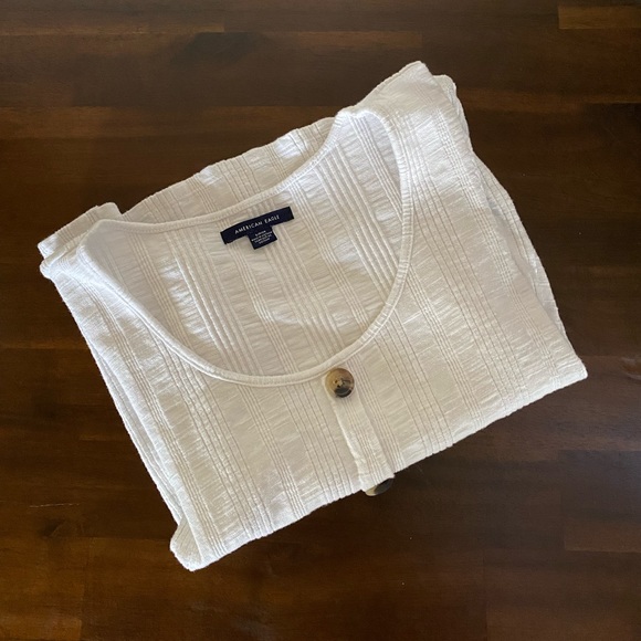 American Eagle Scoop Neck White Crop Top - Picture 3 of 4